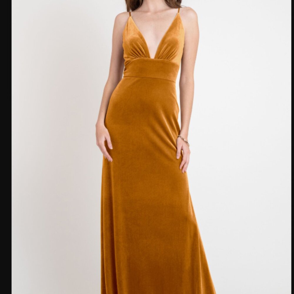 Jenny Yoo Velvet "Madden" Bridesmaid Dress in English Rose color